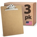 Officemate Recycled Wood Clipboards, 3- Pack, 9x12,5-in, Rust- Resistant Clip