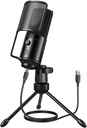 FIFINE Podcast Mikrofon rejestrujący, PC USB Mikrofon kondensatora do strumieniowej muzyki wokalnej, Komputer stacjonarny Mic z przyciskiem Mute dla Windows / Mac OS- K669PRO1