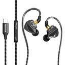 Sounce BassEngine Type- C W słuchawkach przewodowych uszu 14.2mm Dynamiczny sterownik HD Mic Ergonomiczne Earbuds Anti Tangle TPE Kabel w linii Music Call Controls Deep Bass Clear Sound dla codziennego użytkowania ProSeries (czarny)