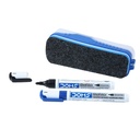 DOMS Fine Magnetic Whiteboard Duster Marker Set 124; Łatwy do wycierania 124; Refillable White Board Marker z dobrym uchwytem 124; Zestaw 2 Markery & 1 Duster Between 124; Blue & Black Ink, Opakowanie z 1
