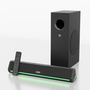 GOVO GOSURROUND 600 XVIII; 90W Soundbar XVIII; 2.1 Channel Home Theatre XVIII; Deep Bass from 4 "Subwoofer XVIII; BT v5.3, HDMI, AUX, USB Connectivity XVIII; 5 EQ Modes
