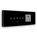 IOTICS Smart Wifi Switch Board: 4 x Smart i 1 Smart Plug Module. Touch Control, Remote, App Control. Kontrola głosu z Alexą i asystentem. Smart Touch Switch Board do automatyzacji domu (czarny)