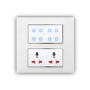 Smartefi Touch 8 Port Modular WiFi Smart Smart Board, 6 Smart Switch, 2 Smart Plug, Kompatybilny z Alexa & Home, Biały (Rozmiar: 8M- Square (154mmx160mmx40mm))
