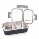 WARMEO BENTO Microwave- Bezpieczne stołowe pudełko ze stali nierdzewnej z 2 przegródkami, bpa Free, Perfect for Office, Szkoła, Podróżowanie, 750ml- Grey