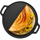 DOCAT Obsada Żelazna Dosa Tawa 30 cm Wzdłuż 124; Przyjazna do użytku w fabryce Żelaznej Dosa, Roti, Chapati & Paratha 124; 8 mm Ciężka Nałożenie, Gaz, Indukcja, Elektryczne i OTG Przyjazne 124; 100% Czysta & Toksyczna, Brak Powłoki Chemicznej