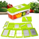 TEKCOOL 12 w 1 Wielofunkcyjny Chopper, Owoce i kafelki warzywne, Szczypiorek tarczowy Peeler Chipser, Niełamliwe Food Grade Body, Łatwe pchnięcie do czystego przyciskowego Dicer, Chopper do kuchni