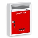 JD ŚWIEŻA Ściana Montaż A4 Rozmiar list Box / Mail Box / Sugestion Box / Skarga Box dla Office / Post Box dla bramy głównej z przezroczystym widokiem okna i bezpiecznego klucza Lock - (Czerwony & Ivory)