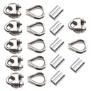 304 Stal nierdzewna Lina liny Akcesoria M6 Zacisk kablowy Silver Thimble i Aluminiowa pętla zaciskowa dla 1 / 4 Inch Lina Lina Kable Napięcia Rigging