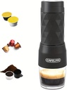 Portable Coffee Maker,3 in 1 Manual Espresso Machine,Compatible with Nes Original Capsule, DG Pods & Ground Coffee,Suitable for Hiking,Fishing,Camping,Backpacking or Gift for beginner