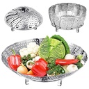 AADHIK Steamer warzywny Stal nierdzewna Steamer roślinny do gotowania roślinne & owoce / Sałatka / Steaming z insert for Pots, Crock, Pans Food Drain Bowl (Silver)