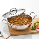 Solara Triple Stal nierdzewna Kadai z SS Lid 28 cm, Tri Ply SS Kadhai, Heavy Bottom Induction Base Cookware, Stal nierdzewna Gotowanie Pot do smażenia, Sauting, Curry