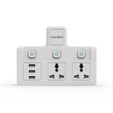 One Beat Cordless Extension Board z Indywidualnym Switch- Multi Plug Socket z 2 Sockets + 3 USB - Flex Board z bezpieczeństwa Shutter Ochrona