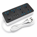 10 in1 Universal Extension Board with 6 Sockets 3 USB Ports & 1 PD Type-C Fast Charging |1.8M Cable | 2500W Power Strip with Switch | Multi Plug Cord for Home Office TV Computer & Mobile