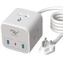 Wayona Power Strip Cube 3 Universal Sockets PD USB C 20W i USB A Multiplug Extension Board