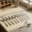 Frenchware Set of 12 Stainless Steel 6 Dinner Fork, 6 Spoons Sets, Silver