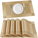 Placematy P- Plus International Placemats Zestaw 6 Stołowe Maty Miejsce 124; Placematy Stołowe Mata Materiał PVC 124; Nieprzesuwne Resistant ciepła 124; Jadalne Stoły Płytki Płynne Washlable Anti- Skid 124; Rozmiar 45 x 30cm (Złoto) Winyl
