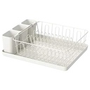 Ikea Dish Drainer z TSS Cotton Balls i wyjmowane tacki pod spodem, 42x30 cm, 5 kawałków (biały) (stal nierdzewna)