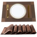 P- Plus International Placemats Placematy Maty do kuchennego stołu jadalnego, Odporny na działanie środków grzewczych stołowe ze stali kwasoodpornej PCV Maty do prasowania, Obiad winylowy Maty (brązowy, 6 opakowań)