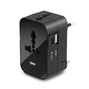 GM 3064 Universal Travel Adapter with 240V Power Output, USB Type C (3.1A) & Type A (2.1A) Ports, LED Indicator - International Charger for 150 + Countries (US, UK, EU, AUS) - Black