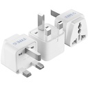 Ceptics UK Adapter for Indian Pins, Indie do Zjednoczonych Emiratów Arabskich, Hongkong, Dubaj, Zjednoczone Królestwo Plug - Typ G - Perfect for Laptop, Camera, Chargers - CE - RoHS - 3 Pack -White- Lifetime Limited Gwarancja