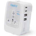 Ceptics Universal Charger Adapter, 5 w 1 Universal Travel Adapter z Typ C, 17W Universal Travel Adapter Wszystko w jednym, Universal Travel Essentials z 2 USB A, 2 USB- C 3.4A Universal Adaptor, Biały