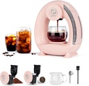 Single Serve Coffee Maker,Fast Brew in 2 minutes,Stylish＆Compact Design,MINI Q 2 IN 1 Coffee Machines for K*cup Capsules & Ground Coffee, Pink Coffee maker