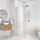 Bathroom Shower Door 30" W x 74" H Glass Shower Panel, Fixed Frameless Screen with 5/16" (8mm) Thick Clear Tempered Glass Panels Wall for Bathroom with Hardware Brushed Gold