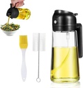 ARHAN Oil Spray Bottle for Kitchen With 2 Cleaning Brush - 2 in 1 Oil Dispenser and Oil Sprayer for Cooking, Air Fryer, BBQ, Salad, Olive Oil Sprayer, Cooking Appliances, (16oz/470ml) (Black)