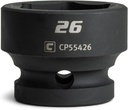 Capri Tools 26 mm Stubby Impact Socket, 1/2 in. Drive, 6-Point, Metric