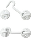 Heavy Duty 2 Pack Hook and Eye Latch - Ideal for Bathroom, Bedroom, Sliding Barn Door and Gate Doors (White)
