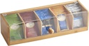 Tea Bag Storage Organizer, Tea Chest Box, Teabag Caddy with Lids, Coffee Station Organizer Countertop for Home, Office, Café - Also Holds Sugar Packets and Creamers