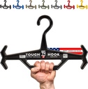 Tough Hook Original Multipurpose Heavy Duty Hanger, USA Made, Anti-Slip, 200 lb Capacity, Ideal for Tactical Gear, Body Armor, Scuba, Fitness Vests, 1 Black Plastic Piece