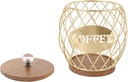 Stylish Fruit Shaped Coffee Capsule Holder Wooden Base Lid Home Decor For Kitchen (Gold)