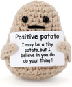 Mini Funny Knitted Wool Potato Toy with Positive Card - Creative Cute Crochet Doll Cheer Up Gift for Friends, Parties, Christmas Decoration and Encouragement