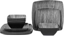 Melamine 12pcs Classic Square Dinnerware Set, Concise Plates and Bowls Set, Service for 4, Dishwasher Safe, Natural Wood Grain Design,black wood