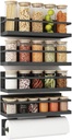 Magnetic Spice Rack for Refrigerator Magnetic Fridge Shelf for Kitchen Spice Organizer Magnetic Shelf for Fridge Space Saving Black 4 Pack with Magnetic Paper Towel Holder