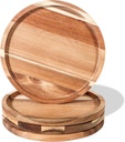 Trademark Innovations Wooden Plate Set 11 Inch Acacia Wood Plates Wood Dinner Plates (Set of 4)