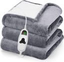 greenoak Heated Blanket Electric Throw 50"X60", Heating Blanket with 10 Heat Levels 8 Hours Auto-Off,Fleece Soft Christmas Blanket,Gifts for Grandma Seniors Mom, Misty Grey