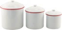 3/Set Red Rim Enamel Canisters