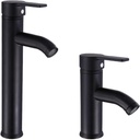 Basin Faucet Black Cold and Hot Water Mixer Bathroom Sink Faucets Stainless Steel Bathroom Faucet Deck Mounted Basin Mixer Tap(02 Long)