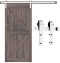 SMARTSTANDARD 6.6 Feet Brushed Nickel Barn Door Hardware Kit-Heavy Duty Sliding Track-Smoothly and Quietly-Easy to Install-Fit 36"-40" Wide Door Panel (J Shape Hanger)