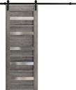 SARTODOORS Quadro 4445 | Interior Single Sliding barn Door with Frosted Glass, MDF, 24x80, Black, Modern Style | Hardware Included