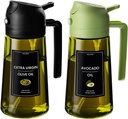 CXINYI - 16oz/470ml Olive Oil Dispenser for Kitchen with Stickers - 2 in 1 Olive Oil Sprayer for Cooking, Air Fryer, and Salad, Black&Green (Light-Proof Kitchen Gadget)