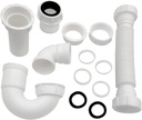 White 1 1/4" and 1-1/2" PVC P-Trap Plumbing Kit with Threaded Adapter, J-Bend for Restroom Sink Kitchen Sink Drain Pipe, Flexible Extension Tube Drain Tailpiece