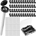 Zhengmy 3 Inch Shutter Screws and Caps Bulk Shutter Fasteners 304 Metal Stainless Steel Screws with Vinyl Caps for Outside Windows Hardware Railings Furniture(96 Set,Black)