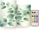 Light Green Leaves on Branch Flameless Candles Battery Operated Color Changing LED Candles with Remote Control Timer Outdoor Indoor 2 Pack