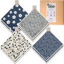 Swedish Dishcloths for Kitchen, 8 Pack Japanese Pattern Reusable Paper Towels with Clips, Non-Scratch Swedish Dish Towels, Super Absorbent Cellulose Dish Cloths, No Odor