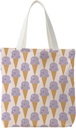 NATSUNO Ice Cream Lovers Gifts Canvas Tote Bag, Cute Purple Ice Cream Dessert Aesthetic Canvas Tote Bag for Women Girls, Reusable Grocery Bags Shopping Bags