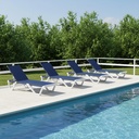 PURPLE LEAF Patio Chaise Lounge Set of 4 Plastic Pool Outdoor Lounge Chair with Aluminum Frame Stackable Patio Tanning Chairs for Poolside Sunbathing Beach Deck, Navy Blue