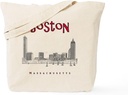 CafePress Boston_10X10_Skyline_Blackred Tote Bag Natural Canvas Tote Bag, Reusable Shopping Bag